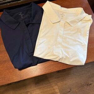NWT Freely Womens Navy White Polo Shirts Size XL Golf Tennis